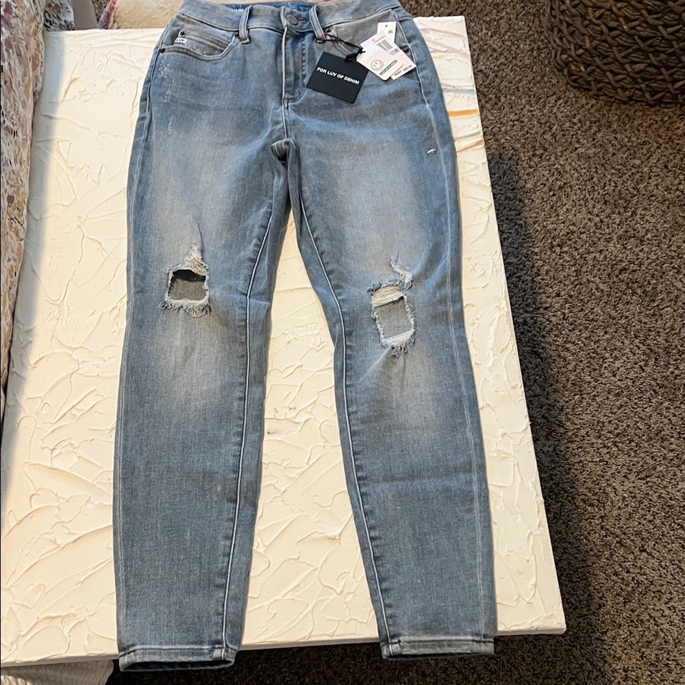 NWT For Luv Of Denim High Rise Distressed Jeans